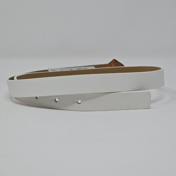 Kate Spade Leather Slim White Belt with Glitter Spade Buckle, Small - Picture 3 of 15